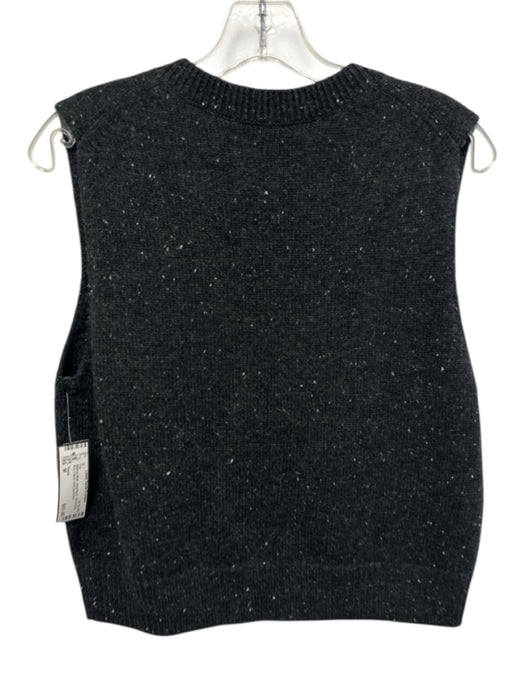 Theory Size M Black & White Wool Blend Sleeveless Knit V Neck Vest Top Black & White / M