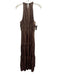 A.L.C. Size 8 Brown Silk Blend Sleeveless Smocked Waist Metallic Thread Dress Brown / 8