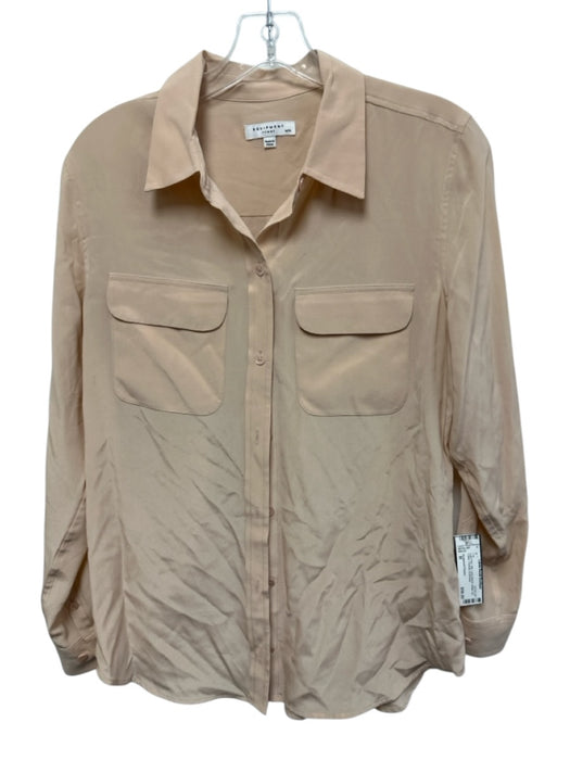 Equipment Femme Size M Light Pink Silk Long Sleeve Button Up Collar Pockets Top Light Pink / M