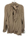 Ann Mashburn Size M Light Brown Silk Long Sleeve Tie Neck Split Neck Top Light Brown / M