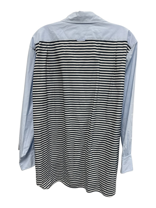 Tory Burch Size 6 Light Blue & Multi Cotton Button Up Long Sleeve Stripes Top Light Blue & Multi / 6