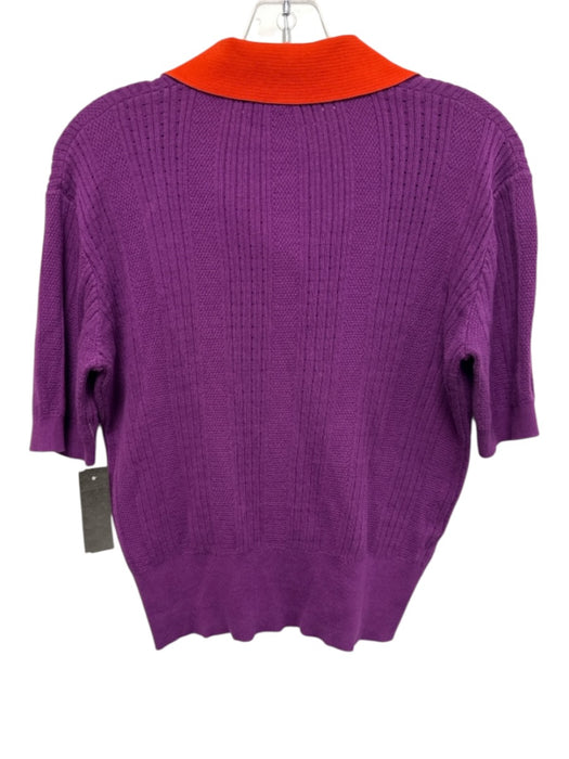Tory Burch Size M purple & orange Cotton Short Sleeve polo Perforated Top purple & orange / M