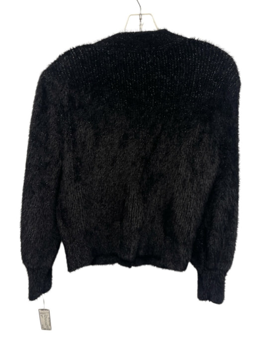 L'agence Size M Black Nylon Blend Long Sleeve Buttons Metallic Thread Cardigan Black / M