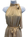 Zimmermann Size 2 Gold Silk Sleeveless Tie Neck Midi Dress Gold / 2