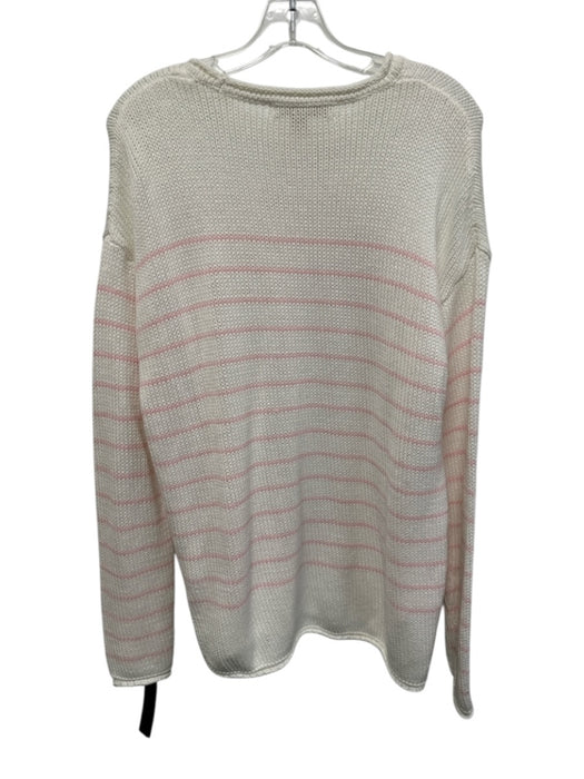 Lilly Pulitzer Size M White & Pink Cotton Knit Long Sleeve Stripe Sweater White & Pink / M