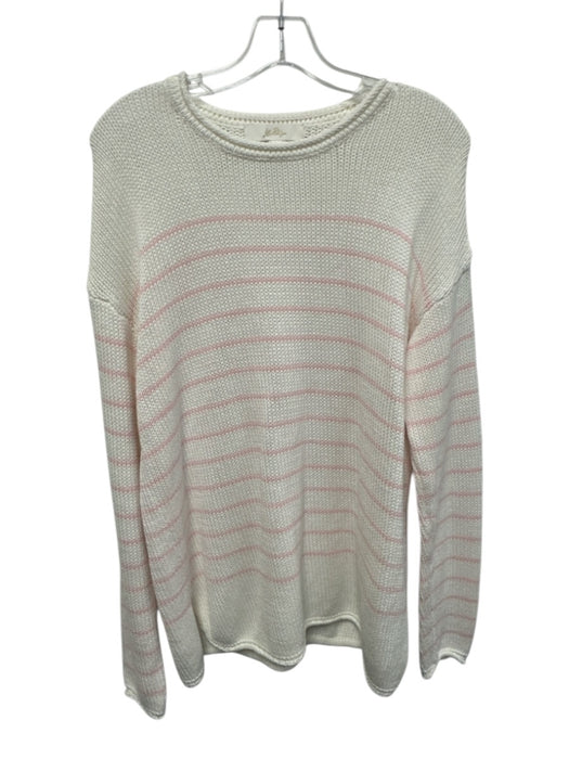 Lilly Pulitzer Size M White & Pink Cotton Knit Long Sleeve Stripe Sweater White & Pink / M