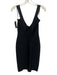Herve Leger Size M Black Rayon Sleeveless Scoop Neck Ribbed Body Con Dress Black / M