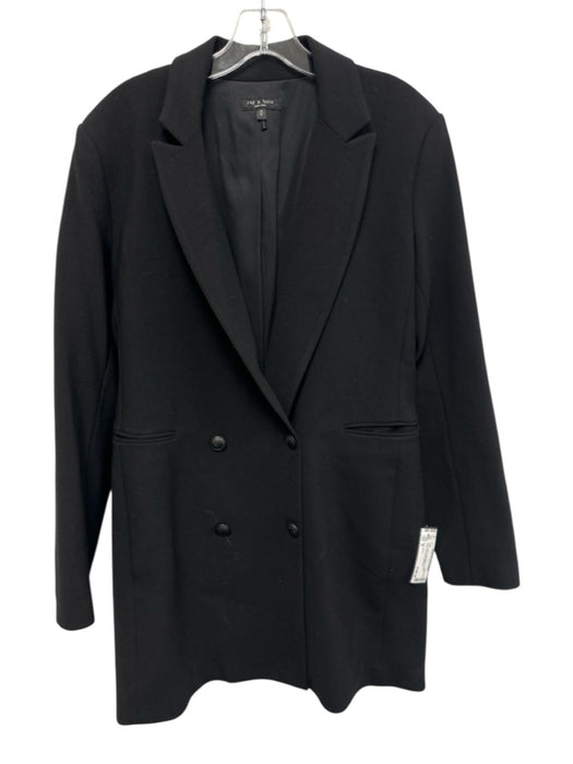 Rag & Bone Size M Black Wool Long Sleeve Buttons Double Breasted Coat Black / M