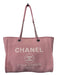 Chanel Pink & White Cotton Canvas Knit Silver Hardware Tote Bag Pink & White / L