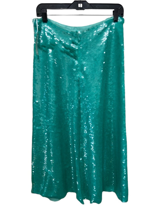 Victoria Beckham Size 8 Teal Green Polyester Fully Sequinned Midi Back Zip Skirt Teal Green / 8