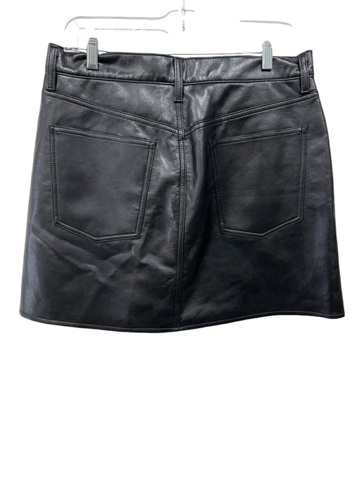 Agolde Size 30 Black Recycled Leather blend Button Fly Mini Skirt Black / 30