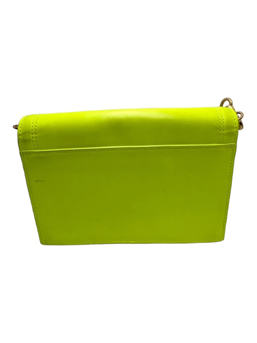 Tory Burch Neon Green Leather Flap Logo Gold Hardware Chain Crossbody Strap Bag Neon Green / S