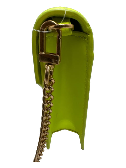 Tory Burch Neon Green Leather Flap Logo Gold Hardware Chain Crossbody Strap Bag Neon Green / S