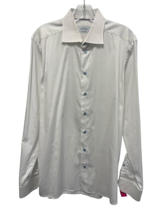 Eton Size 16.5 White Cotton Solid Button up Men's Long Sleeve Shirt White / 16.5