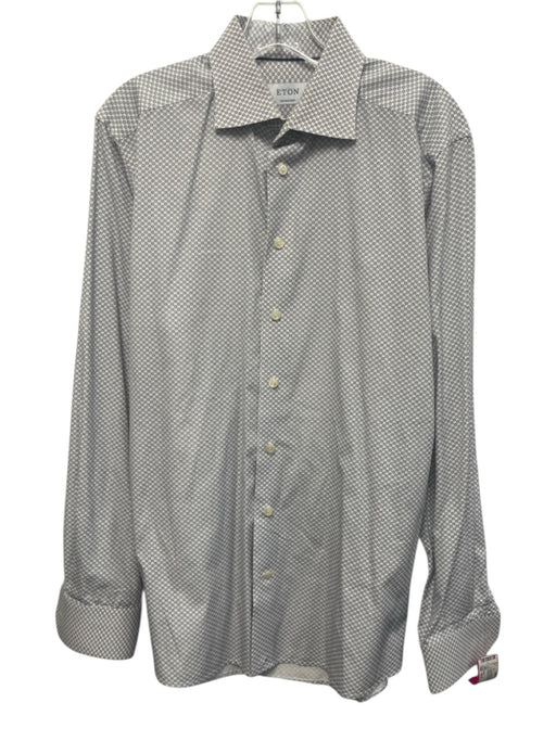Eton Size 16.5 White, Red & Blue Cotton All Over Print Men's Long Sleeve Shirt White, Red & Blue / 16.5