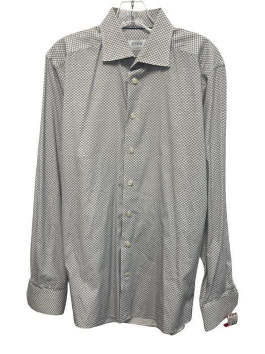 Eton Size 16.5 White, Red & Blue Cotton All Over Print Men's Long Sleeve Shirt White, Red & Blue / 16.5