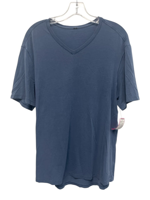 Lululemon Size Est L Blue Solid V Neck Men's Short Sleeve Blue / Est L