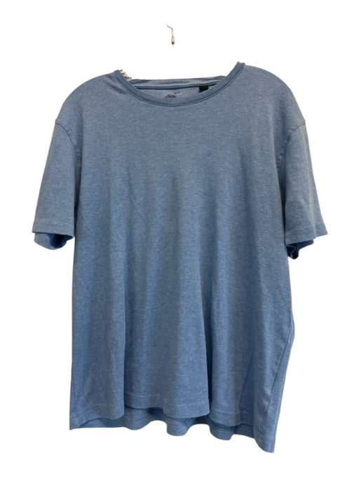 Raffi Size L Blue Cotton Solid Men's Short Sleeve Blue / L