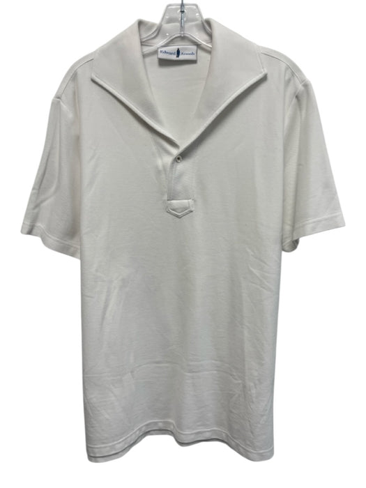 Edward Armah Size L White Cotton Solid Polo Men's Short Sleeve White / L