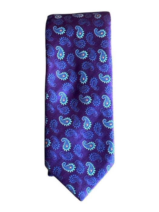 Thomas Pink Purple & Blue Print Silk Paisley Men's Ties Purple & Blue Print