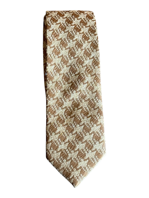 Byron Tan Silk Houndstooth Men's Ties Tan