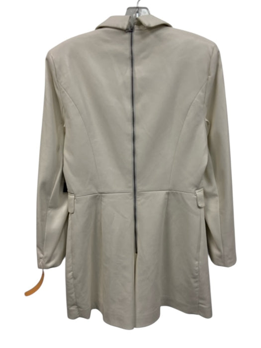 Alice + Olivia Classics Size 12 Ecru Cream Polyurethane Pleather Blazer Romper Ecru Cream / 12