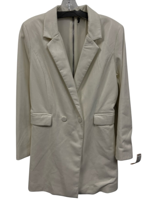 Alice + Olivia Classics Size 12 Ecru Cream Polyurethane Pleather Blazer Romper Ecru Cream / 12