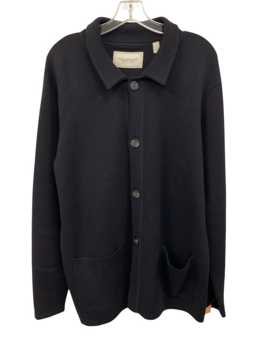 Williams & Kent Size L Navy Blue Cotton Blend Knit Polo Button up Men's Sweater Navy Blue / L
