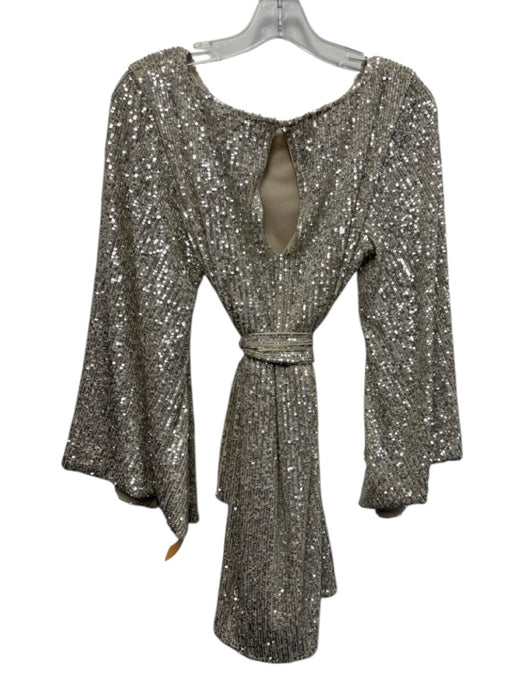 Jay Godfrey Size 10 Silver Gold Polyester Long Sleeve Fully Sequined Dress Silver Gold / 10