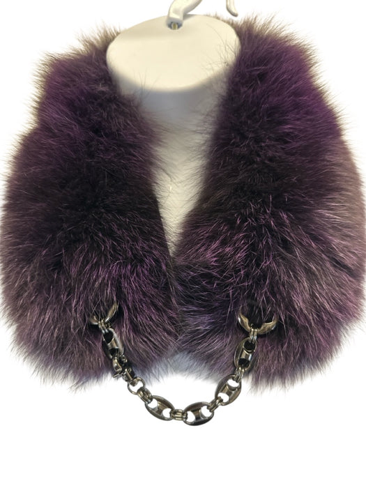 Mitchie's Matchings Purple Dyed Fox Fur Collar Chain Clasp scarf Purple