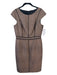 David Meister Size 8 Brown & Black Polyester Cap Sleeve Back Zip Dress Brown & Black / 8