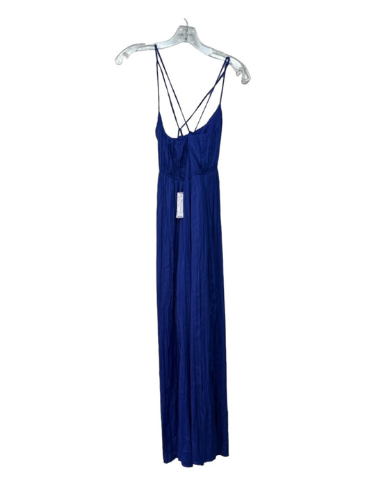 By Anthropologie Size M Cobalt Blue Polyester Spaghetti Strap Micropleats Dress Cobalt Blue / M