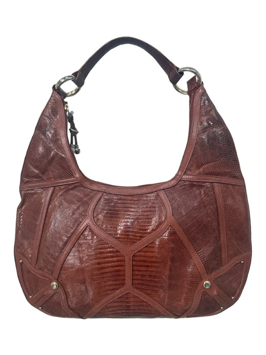 Tan Leather Lizard Gold Hardware shoulder bag Bag Tan / Large