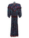 Diane Freis Size S Black Red Blue Silk Floral Paisley Sequin Detail Maxi Dress Black Red Blue / S