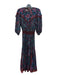 Diane Freis Size S Black Red Blue Silk Floral Paisley Sequin Detail Maxi Dress Black Red Blue / S