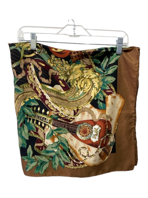 The Metropolitan Opera Brown Print Silk Musical Instruments Print scarf Brown Print