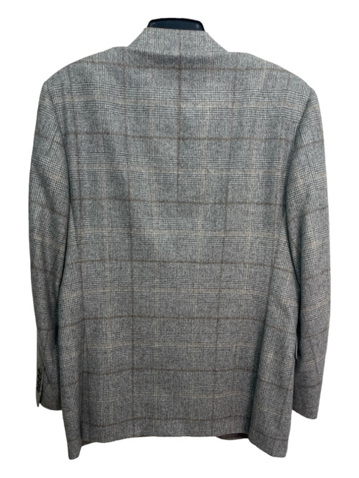 Canali Gray & Brown Wool Plaid 2 Button Men's Blazer 50R