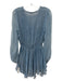 Love Shack Fancy Size 1/S Slate Blue Silk Long Sleeve Pleated Dress Slate Blue / 1/S