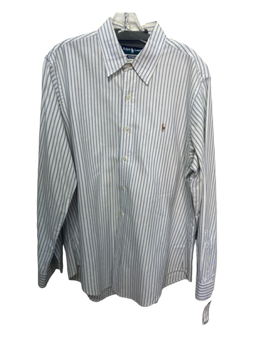 Ralph Lauren Size L Blue & White Cotton Striped Button Down Long Sleeve Shirt L