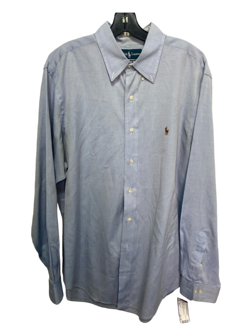 Ralph Lauren Size 16.5 Blue Cotton Solid Button Down Men's Long Sleeve Shirt 16.5