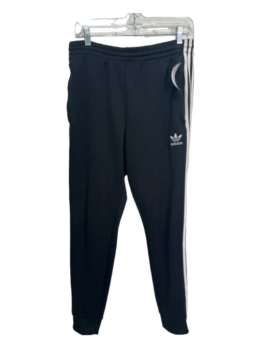 Adidas Size M Black & White Polyester Blend Striped Elastic Waist Men's Pants M