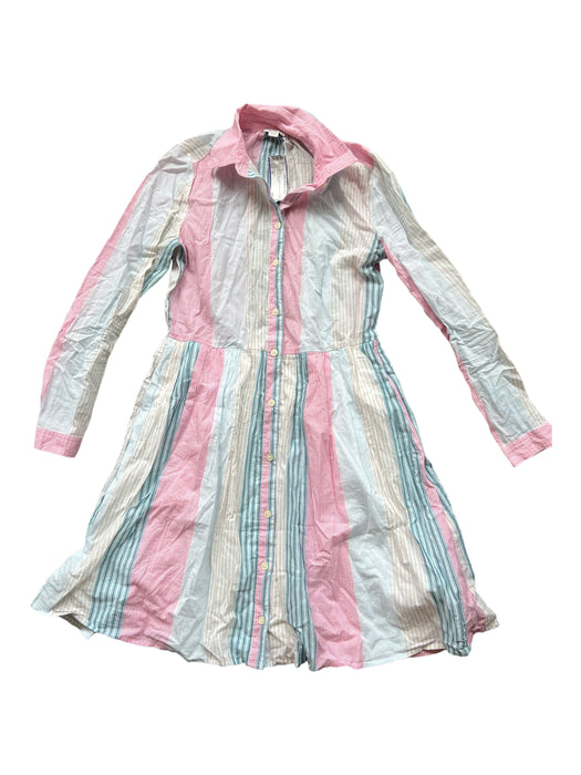 J. Crew Size 00 Blue & Pink Cotton Long Sleeve Striped Buttons Dress Blue & Pink / 00