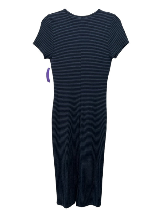 Marine Layer Size Small Black & Navy Tencel Blend Short Sleeve Striped Dress Black & Navy / Small