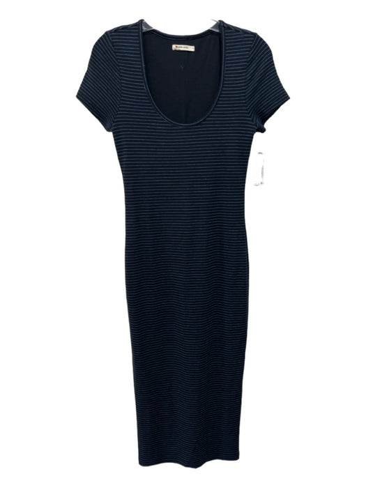 Marine Layer Size Small Black & Navy Tencel Blend Short Sleeve Striped Dress Black & Navy / Small