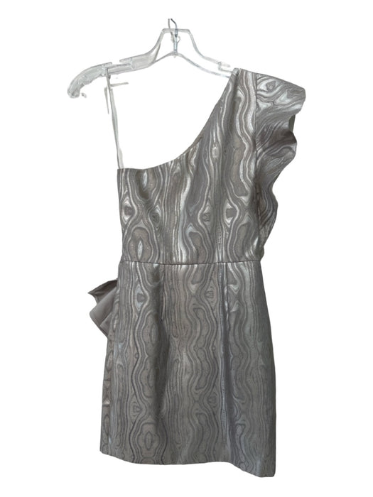 Saylor Size XS Silver & tan Polyester Assymetrical Ruffled Marble Detail Dress Silver & tan / XS