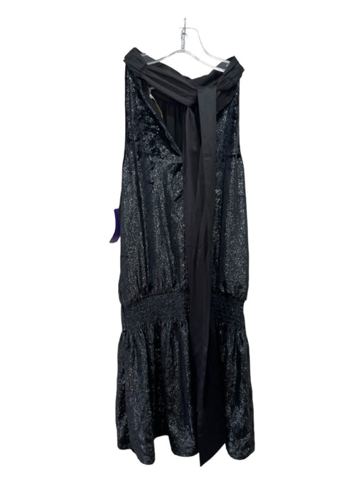 Ramy Brook Size XS Black Polyester Sleeveless Tie Neck Velvet Cocktail Dress Black / XS