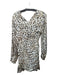 Greylin Size XS White, Black & Tan Polyester Cheetah V Neck Long Sleeve Dress White, Black & Tan / XS