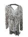 Greylin Size XS White, Black & Tan Polyester Cheetah V Neck Long Sleeve Dress White, Black & Tan / XS