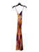 Zara Size XS Pink, Purple & Orange Polyester Spaghetti Strap V Neck Maxi Dress Pink, Purple & Orange / XS