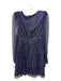 Wayf Size XS Black, Blue & Pink Polyester V Neck Long Sleeve Zip Back Dress Black, Blue & Pink / XS